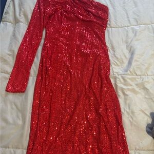 Elegant Red Sequin Dress